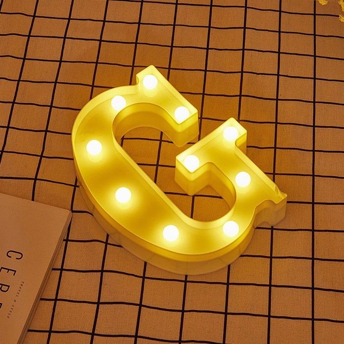 Lettre lumineuse - JANDEI - G - 22 cm - Lumière blanche chaude - Fonctionnement sur piles