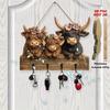 Schlüsselhalter Wandmontage Kuh Design Holz 4 Haken Organizer Dekorativ Rustikal Eingangsbereich Schlüsselhalter Für Hut Mantel Tasche Rucksack Geldbörse