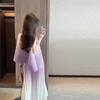 Purple Lifetime Small Fragrance Set Skirt for Women Summer New Pleated O Neck Sleeveless Shirt Two Piece Set Of Female Tops