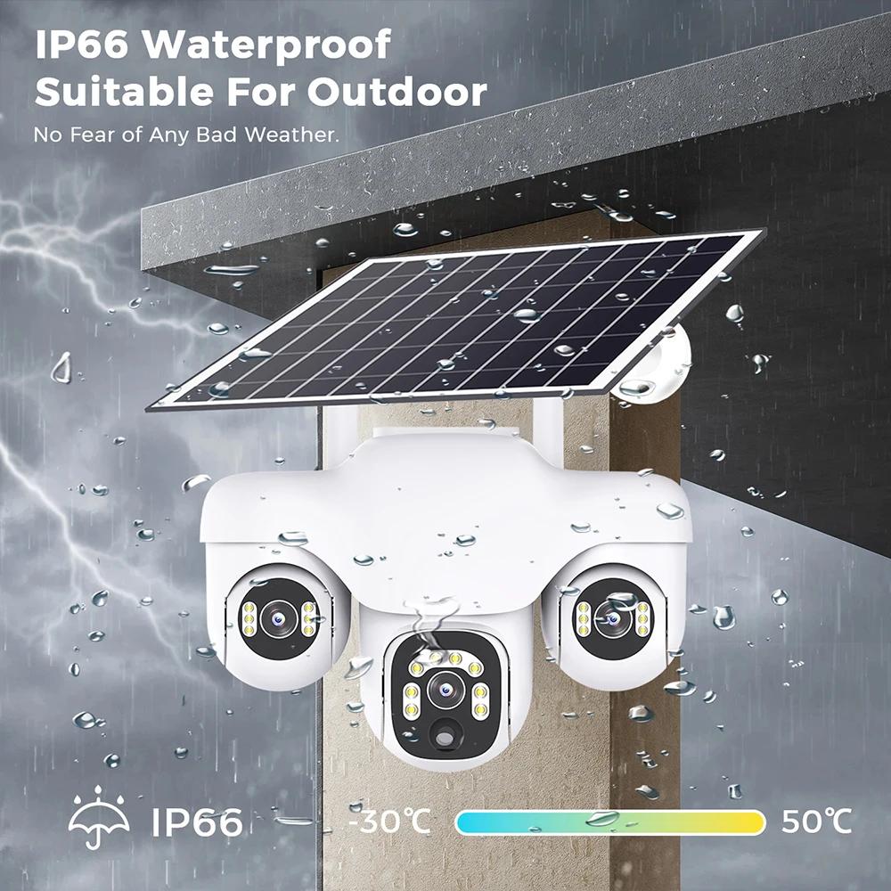 Solar Camera for Home Outdoor Use, Waterproof and Dustproof, Wiring-free, Three-screen Monitoring