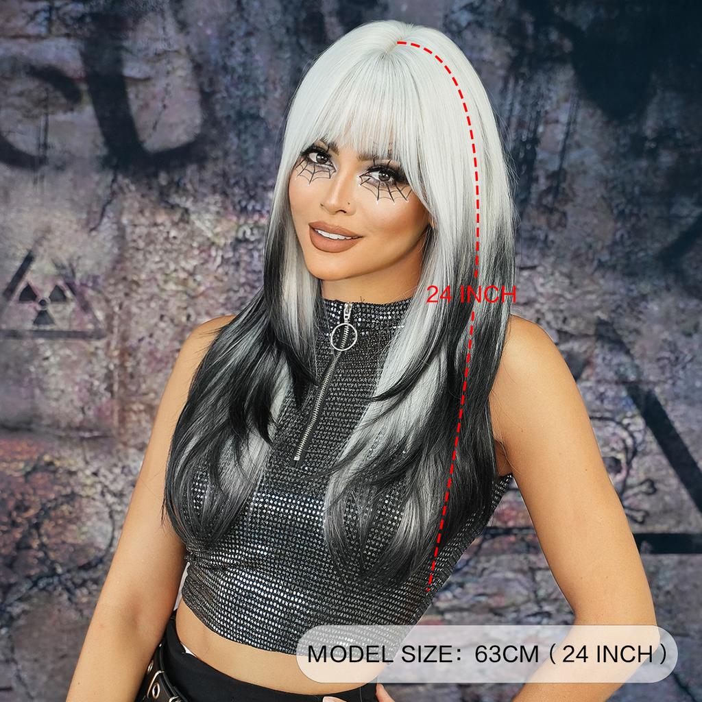 Women's Simulation Wig 63cm Hair Long Straight Wig Full Headgear Rose Hair Net Headdress Beauty Decoration Wig