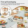 Stainless Steel Lunch Box 4-Compartment Lunch Containers For Adults With Cutlery Microwave-Safe Leakproof Meal Storage Box With