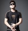 Light Luxury Short-Sleeve Men's Trendy Brand 2025 New Style Half-Sleeve Fashion Slim-Fit Jacquard Tape Patchwork Small Bee Embroidery T-Shirt