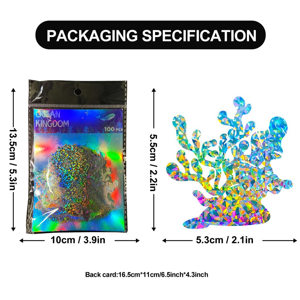 100 Transparent Laser Stickers, Underwater World Stickers Pet Colorful Gooka Material Decoration Diy Holographic Stickers