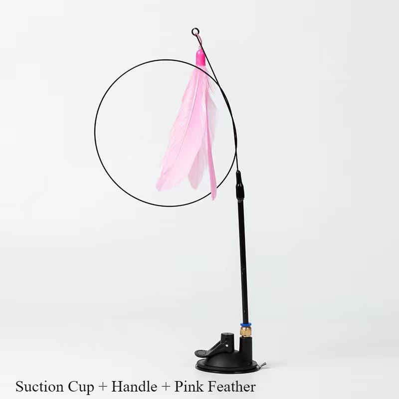 Cross-Border Cat Teaser Toy: Suction Cup Feather & Bell, Detachable, Bite-Resistant, Self-Entertainment.