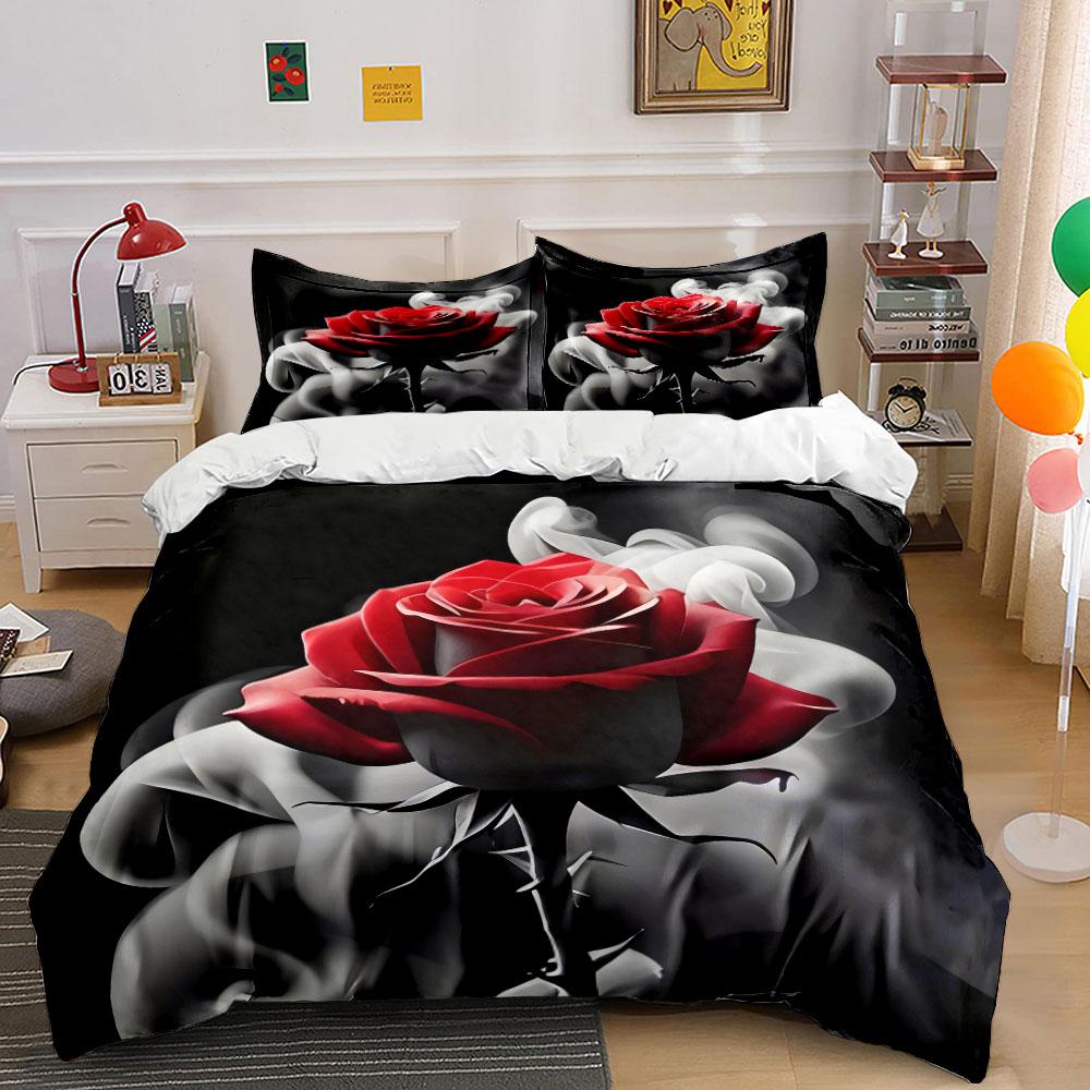 Romantic Rose Decor Set Soft Comfortable Duvet Cover Bedding Set Included 1*Duvet Cover & 2*Pillowcases, Gift