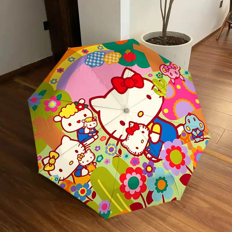 

1pc Hello Kitty Automatic Personality Umbrella | Portable Foldable 8-Rib Manual Open, Cute Halloween & Christmas Gift for Outdoor, Casual Accessory, D