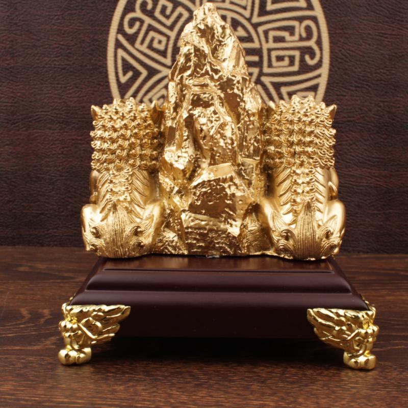 [Alloy Resin] Taishan Stone Gantang Wholesale Antique Style Double Lion Living Room Office Decoration Craft Collectible