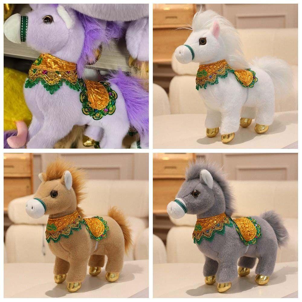Mascot Horse Stuffed Toys Cartoon Animal Pony Plush Doll Traditional Chinese Zodiac Horse  Kids