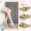 Lelica Sparkly Platform Wedge Easy To Gold and Silver Platform Outdoor Stylish Clogs Sizes Sandals, Leg-Slimming, Lightweight, Mules, Sole, Heels,