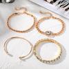 IPARAM 4 Piece Set Luxurious Bracelets for Women Crystal Shiny Adjustable Opening Chain Bracelets Punk Bangle Fashion Zircon