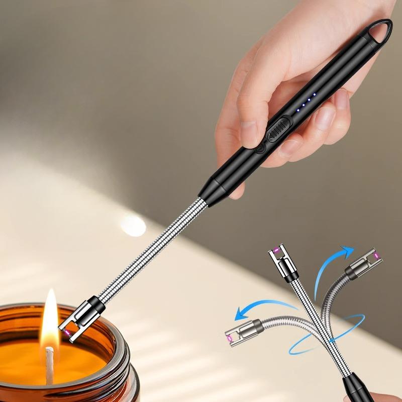 Metal Elbow Tube Extended Arc Igniter Battery Level Display Lighter Outdoor Windproof Electronic Igniter