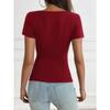 Spring and Summer Women's T-shirt Y2K Wind Sweet and Spicy Solid Colour Slim Lace Splicing V-neck Short-sleeved Tops