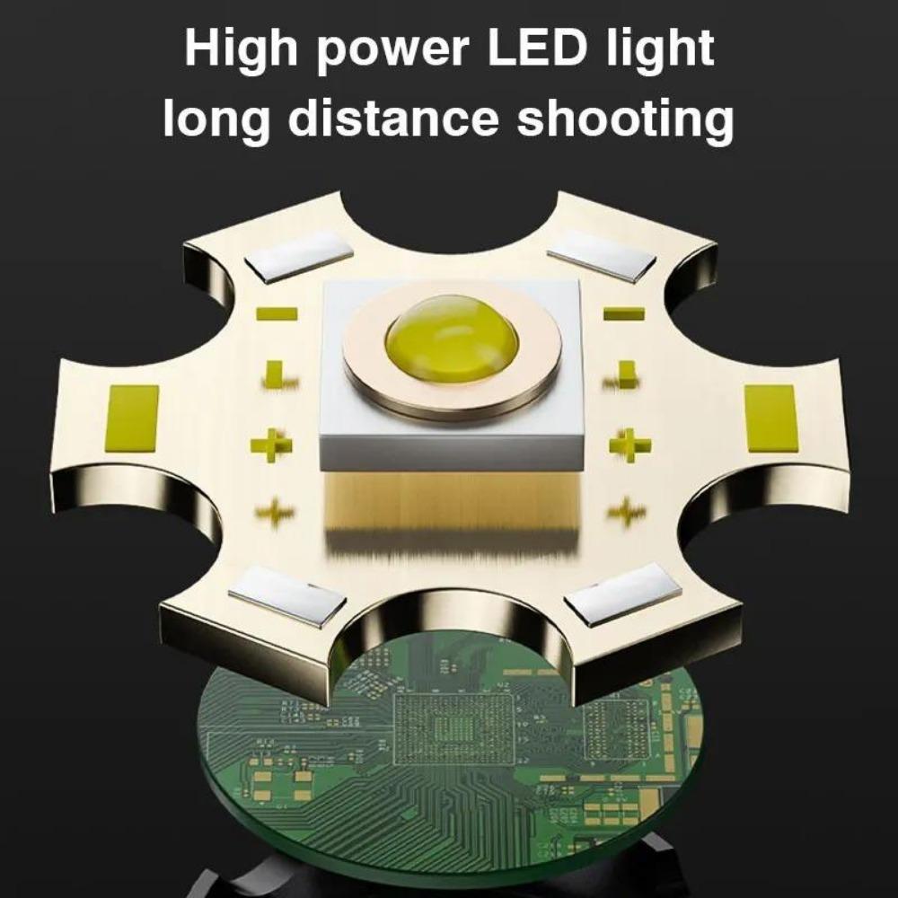 50W Portable Mini LED Flashlight Zoomable LED Torch Long Range Spotlight 3Mode Camping Lantern Outdoor Emergency ABS Floodlight