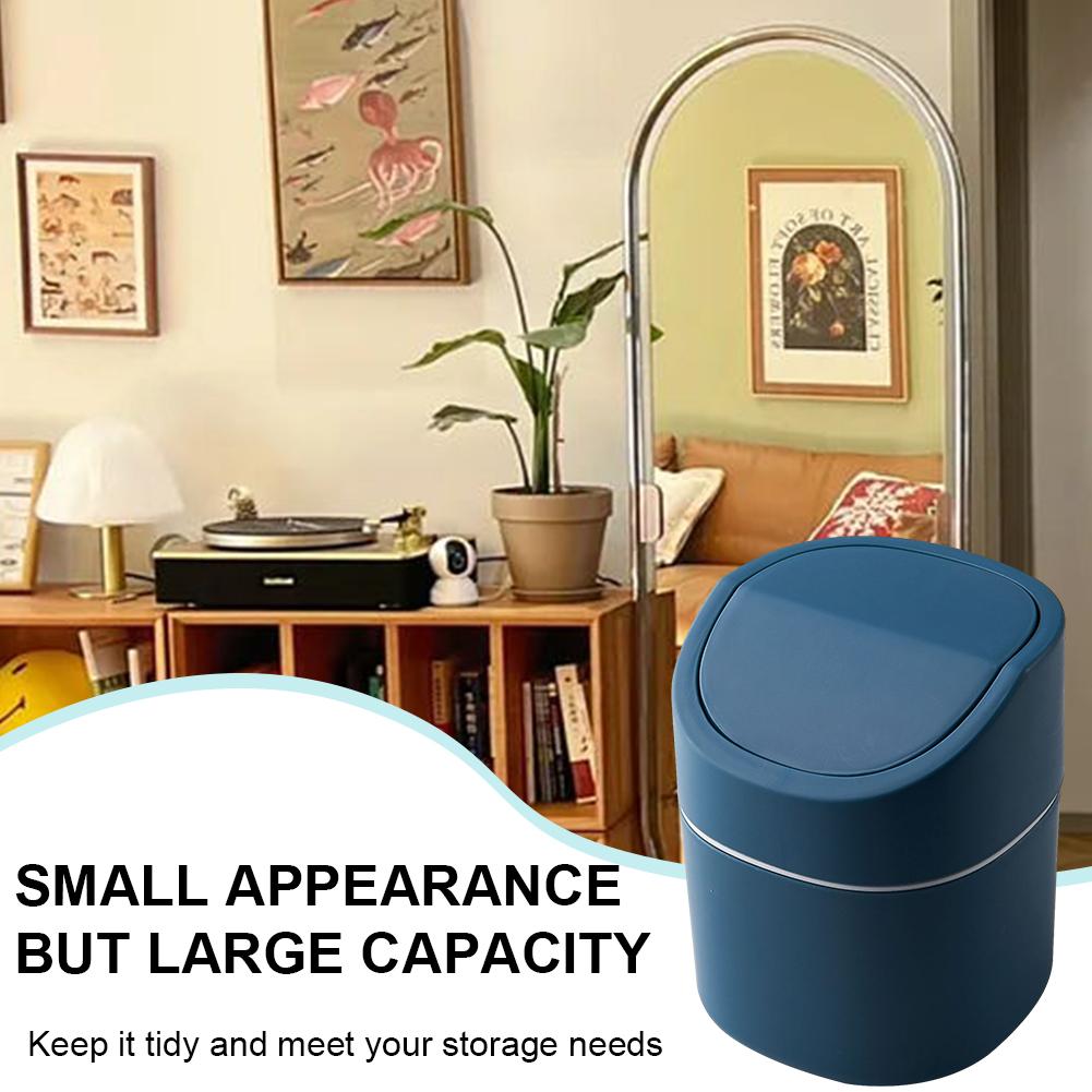Mini Desktop Trash Can with Lid Garbage Waste Bin Organizer Bedroom Office Desk Storage Box Made Durable Plastic Home Supplies