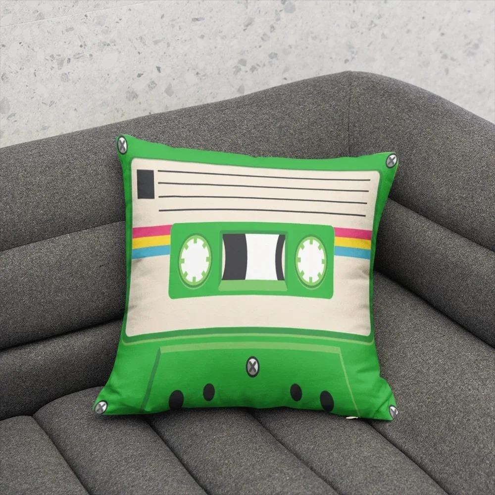 Home Decor Retro 90s Cassette Tape Pattern Pillow Covers Pattern Cushion Cover Suitable for Sofa Bedroom Car Pillow Cover