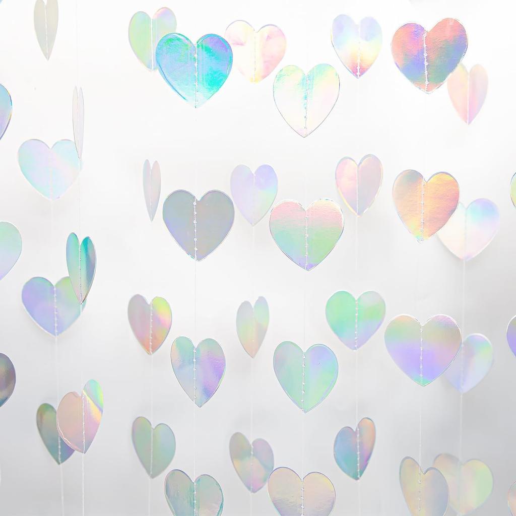 Rose-Gold Pink Burgundy Valentines Decorations - Paper Heart Garland 52ft Hanging Streamer Banner Engagement Mothers Day Wedding Anniversary Bridal