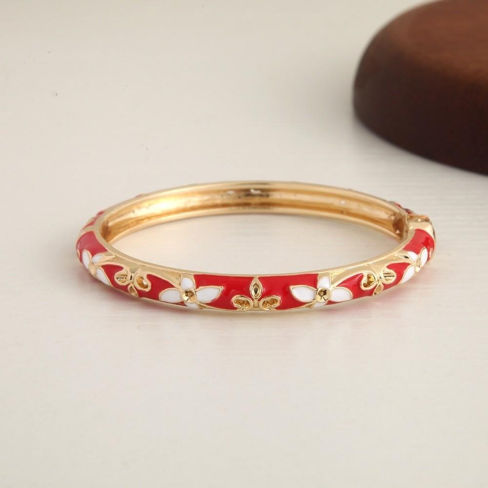 Traditional Vintage Cloisonne Bangle Enamel Women's Hand Bracelet Chinese Flower Bangle  Ladies