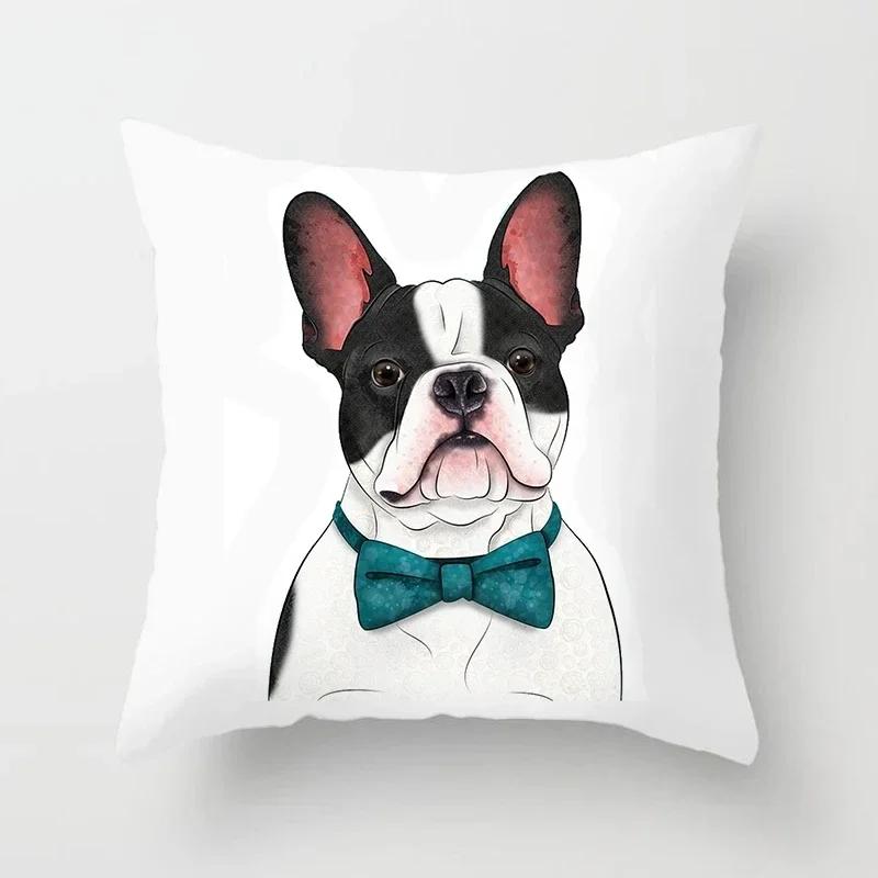 French Bulldog Cushion Cover Sofa Dogs Pillow Cover for Home Decoration Sofa Chair Cars Decorative Pillows Pillowcase X