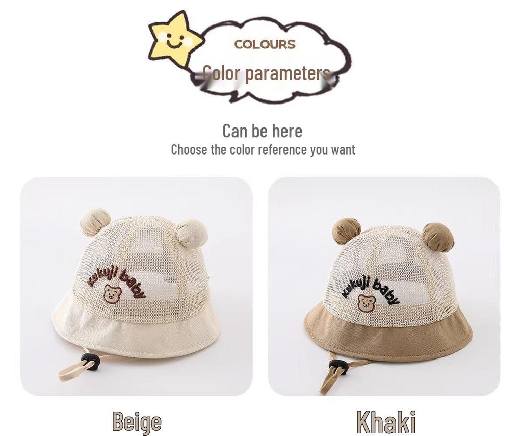 Breathable Mesh Little Bear Summer Hat for Kids - Sun Protection Bucket Hat for Boys & Girls