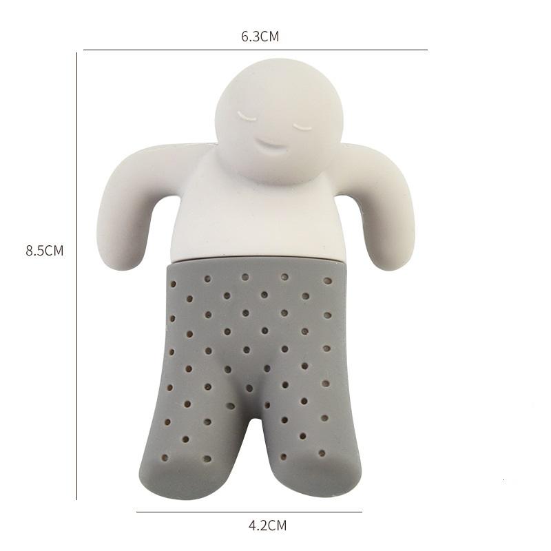 

Silicone Tea Infuser Interesting Life Partner Cute Mister Tea Strainer MR Little Man Tea Infuser Filter Brewing Making Teapot сірий