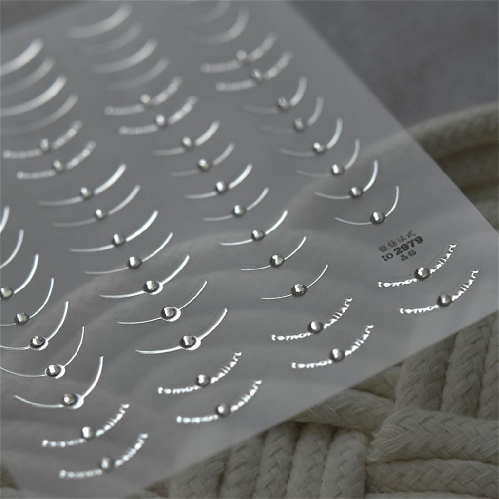 1pcs 5D Rhinestones Gold Silver Irregular Pattern Nail Sticker Simple Design Adhesive Slider Nail Art Decoration Decals Supplies