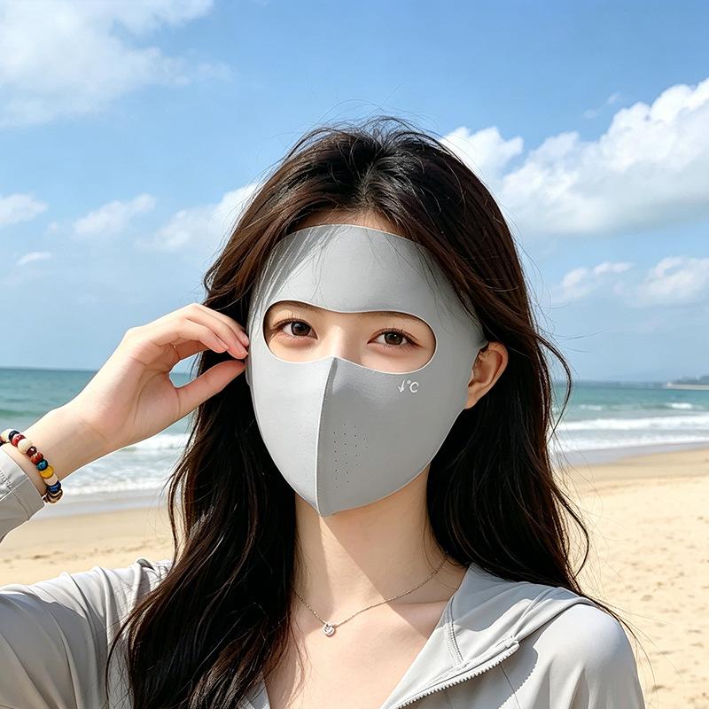 Summer Invisible Ice-Silk Sun Protection Face Mask for Women UV Protection Full-Face Cover Breathable Face Cover for Outdoor Cycling