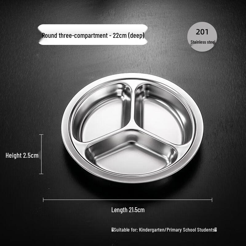 Anmu Stainless Steel Five-Compartment Divided Meal Plate