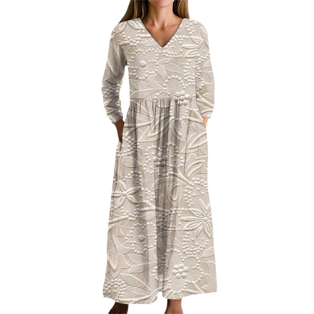 Women's Fashion Dress Spring V-neck Long Sleeve Dress