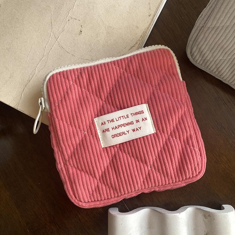 Cotton Makeup Pouch Mini Portable Cosmetic Bag Tampon Sanitary Napkin Pads Organizer Data Line Earphone Key Storgae Bag Purse