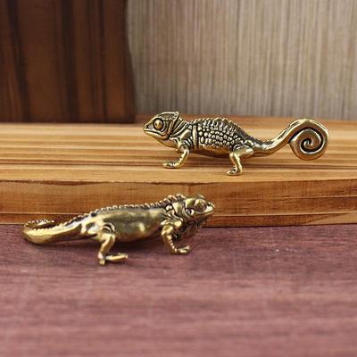 Figurka gekona, dekoracja domu, małe ozdoby, antyczne mosiężne figurki zwierząt, herbaciane zwierzaki, dekoracje biurka, akcesoria do wystroju domu