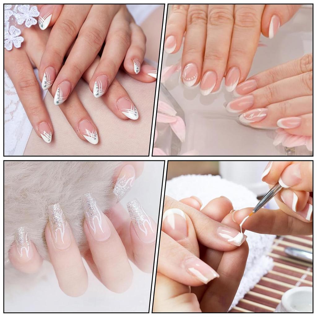 2pcs Gel Builder Brush, Nail Builder Gel Brush, Double Ended French Tip Brushes Hard Gel for Nails, Liner Brushes with Shiny Handle for Design Nails