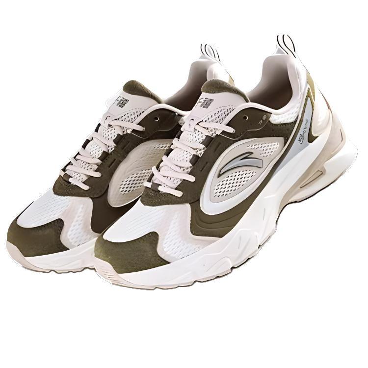 Anta Millennium Comfortable Cushioning Slip Resistant Abrasion Resistant Low top Casual Shoes Men's White Gray Green 112428890-8