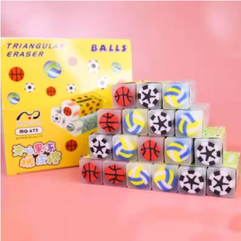 3pcs Cute Kawaii Creative Sport Ball Eraser Rubber Stationery School Supply Novelty Lovely Eraser Korean Stationery