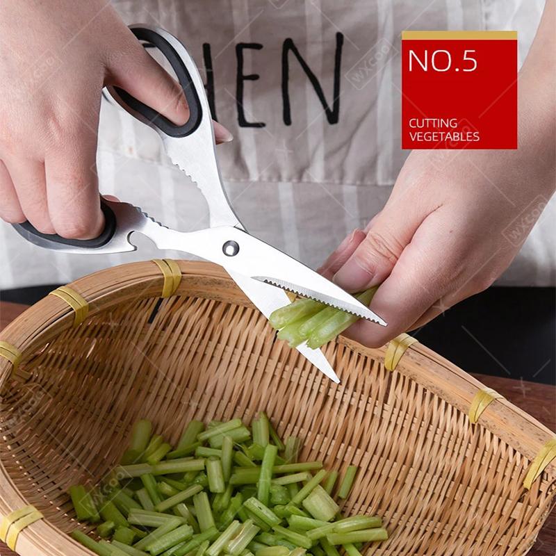Multifunctional Stainless Steel Kitchen Scissors Sharp Food Roasting Scissor Household Powerful Chicken Bone Scissors
