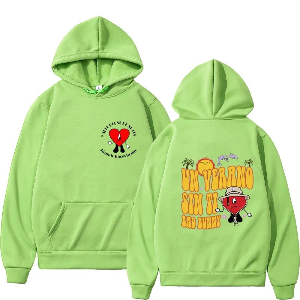 Hot 2022 Unisex Hoodies Hip Hop Bad Bunny UN VERANO SIN TI Print Harajuku Fleece Pullover Male Sweatshirt Women Hoody Clothing Tops