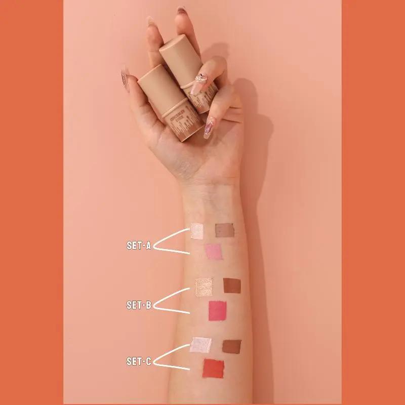 3Pcs Contour Stick Set 3 Colors Contour Stick Makeup Set Long Lasting Waterproof Concealer Stick Kit Cream Blush Highlighter Bronzer Pen