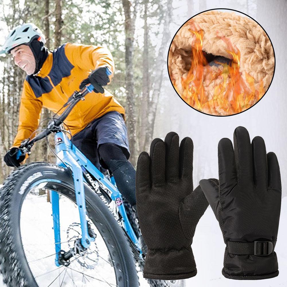 Verdickte Winter-Fahrradhandschuhe Herren Outdoor Wasserdicht Skifahren Reiten Motorrad Warme Fäustlinge Rutschfeste Handschuhe Thermische Sport-Fäustlinge
