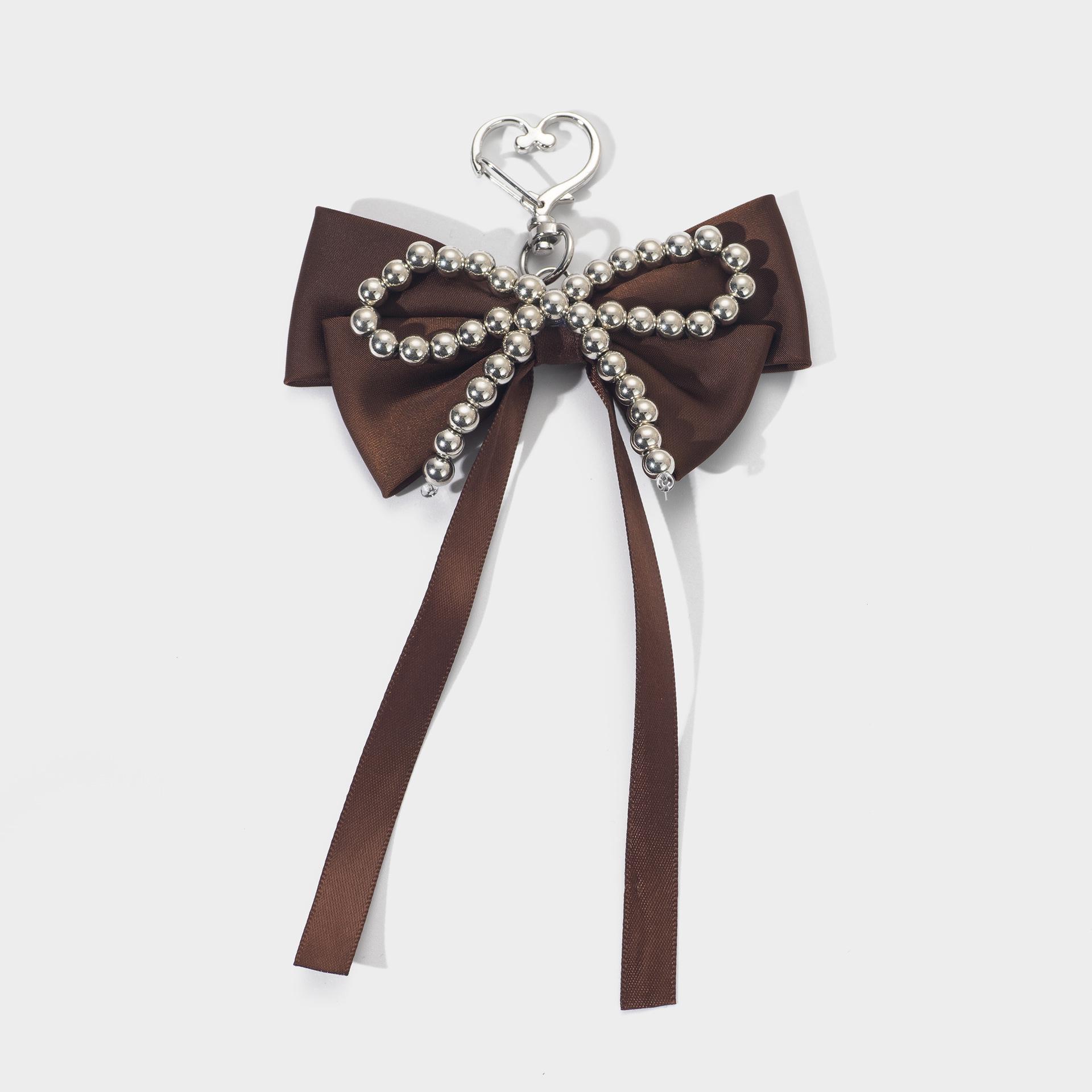 Корейский Винтажный Серебряный Подвеска-Бант с Бусинами Брелок-Шарм Y2K