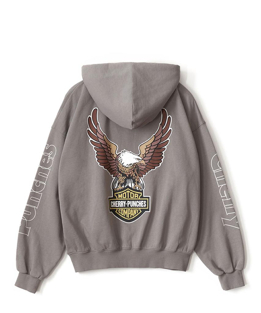 Cherry Punches Motor Company Zip-Up Hoodie (Gray)