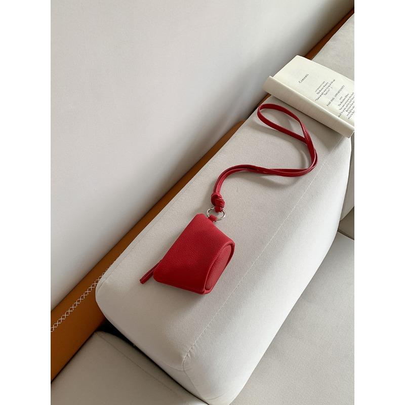 

Новая мини-сумка на шею, модная универсальная сумка для помады и мелочи, однотонная сумка через плечо из мягкой кожи для наушников. красный