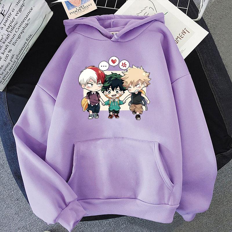 Hot Fashion Hoodies Anime Deku Todoroki Shoto Bakugou Katsuki Cartoon Printing Sweatshirt Unisex Long Sleeve Casual Tops
