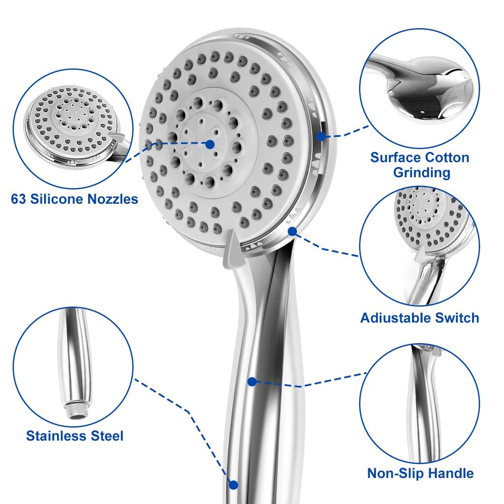 Shower Heads 5 Modes Adjustable High Pressure Showerheads Handheld with 5ft Hose for Universal Bathroom Shower Accessories New