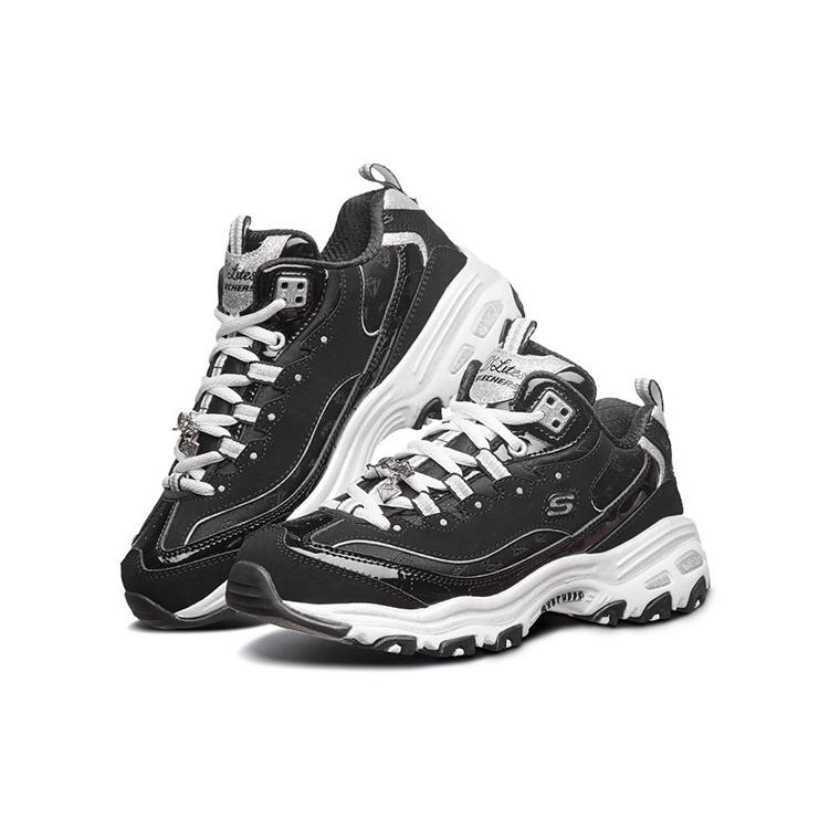 (WMNS) Skechers D'Lites Running Shoes Black/White/Gray Women's 12242-BKW
