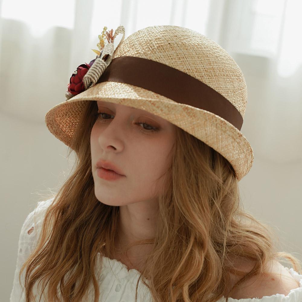 Kaliseumontapone Basil Raffia Retro Cloche Straw Hat I