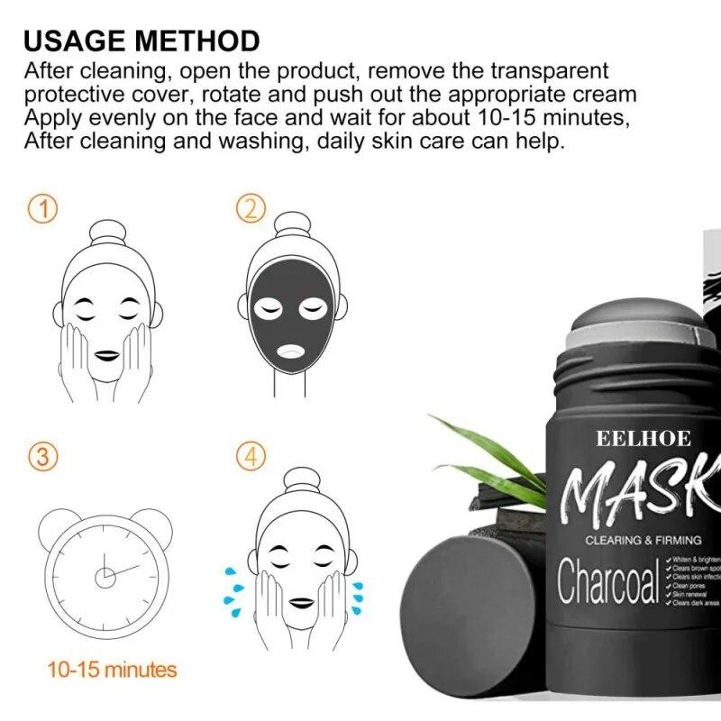 VC/Bamboo Charcoal Purifying Clay Stick Mask Solid Cleaning Mask Deep Clean Pore Blackhead Oil Control