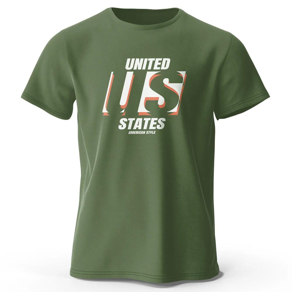 The US Logo Printed Unisexs Tshirt Fashion Cotton Tops Tees for Unisex Unisex Summer Casual Wear