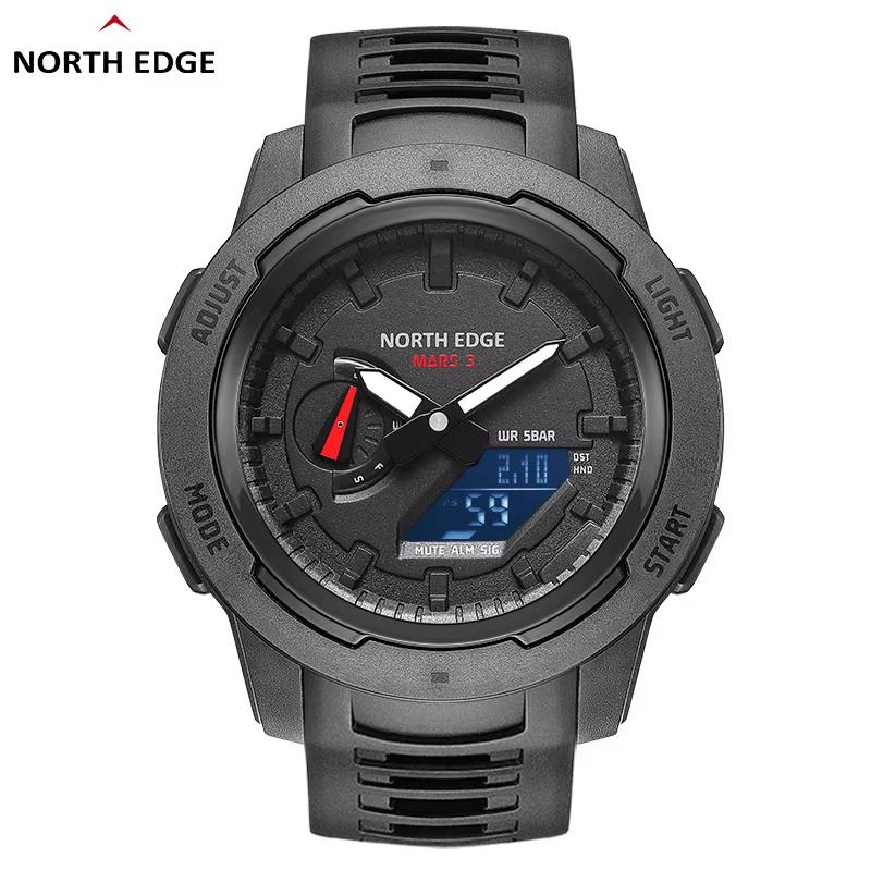 NORTH EDGE Mars Digital Watch Men s Sports Watches Dual Time Pedometer Alarm Clock Waterproof 50M Digital Watch Clock