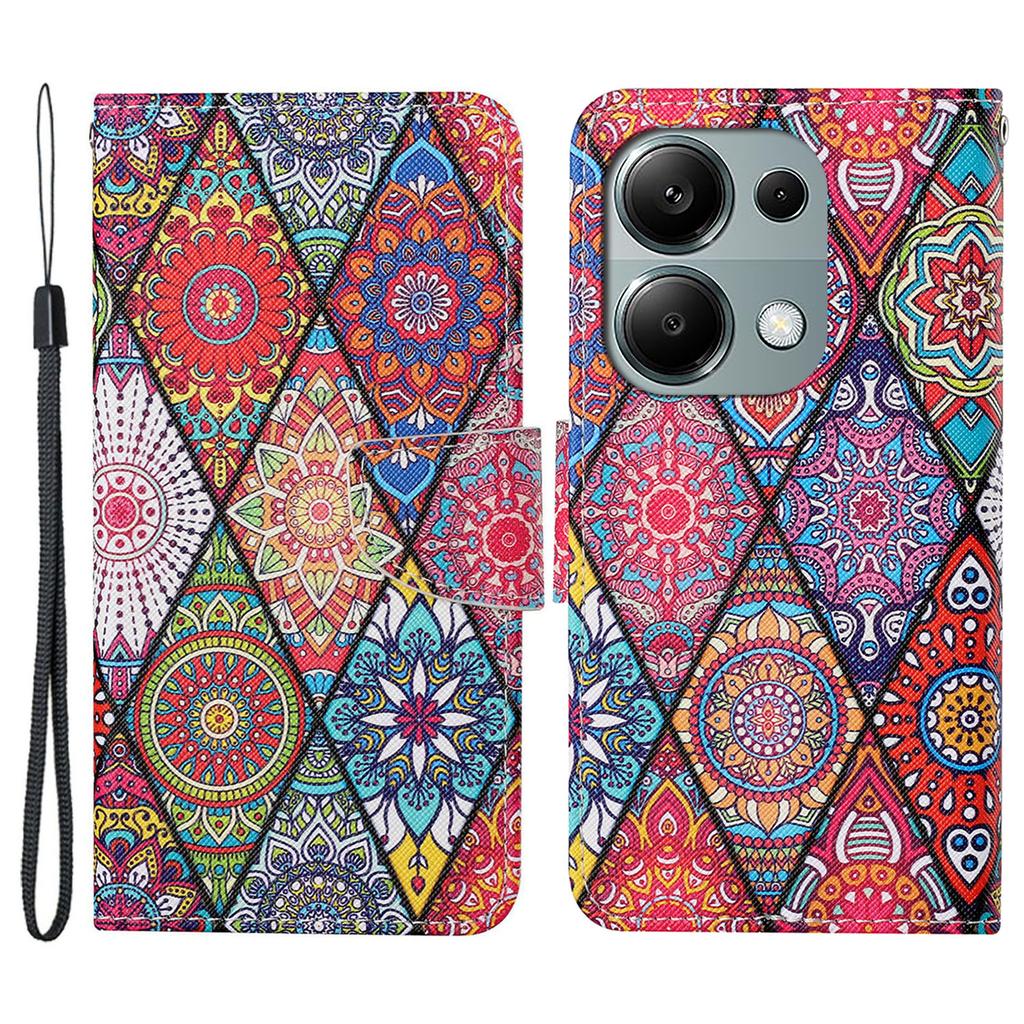 Dla Xiaomi Redmi Note 13 Pro 4G/Poco M6 Pro 4G Skórzane Etui Wzór Nadruk Portfel Pokrowiec na Telefon