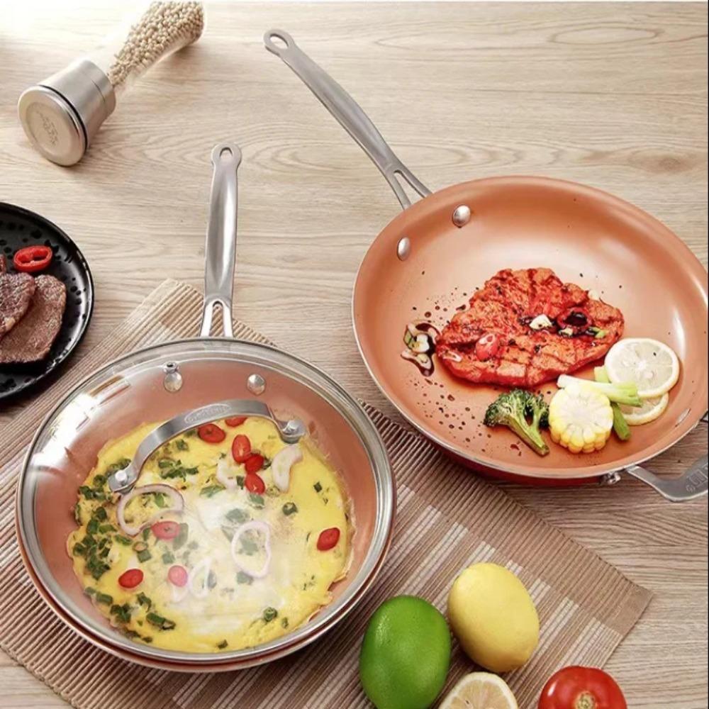 Nonstick Copper Frying Pan 8/10/12 Inch Cooking Pan Skillet Saucepan  Breakfast